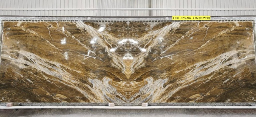 Fusion Do Brasil Quartzite – new exclusive material, brown gold and white veining, limited bundles